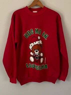 Vintage Christmas Sweatshirt “Hug Me In Louisiana”